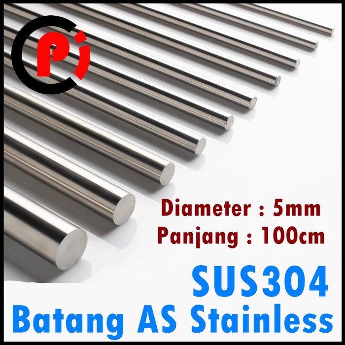 Batang AS STAINLESS SUS 304 SHAFT SMOOTH ROD Round 5mm x 100cm ( 1M )