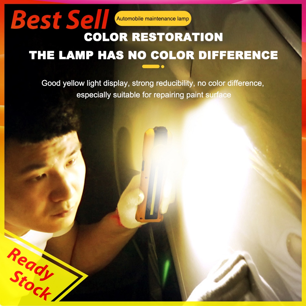 Portable LED+COB Folding Round Flashlight USB Rechargeable Car Repair Torch