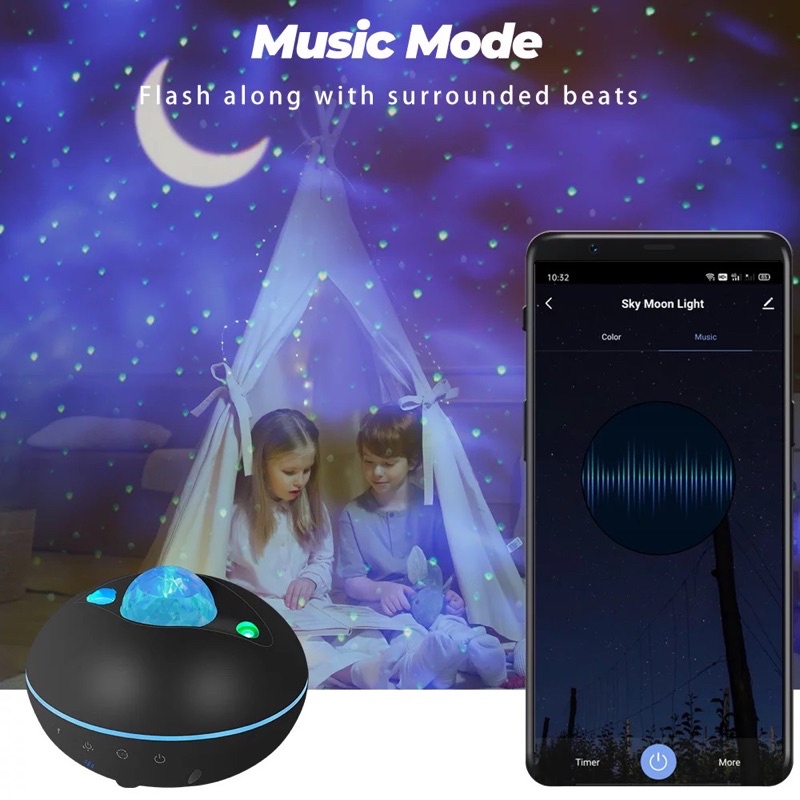 Smatrul Black Projector Sky Night Light Star Moon Tuya Smart Home Colorful Water Wave Star Projector