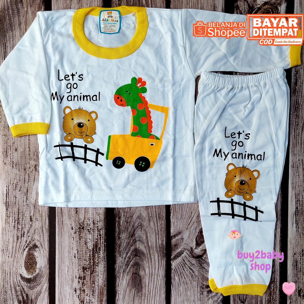 Setelan bayi kaos panjang celana panjang murah berkualitas animal series usia 6-12 Bulan