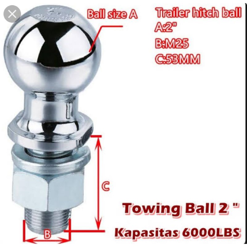 bola towing impor crome 6000lbs