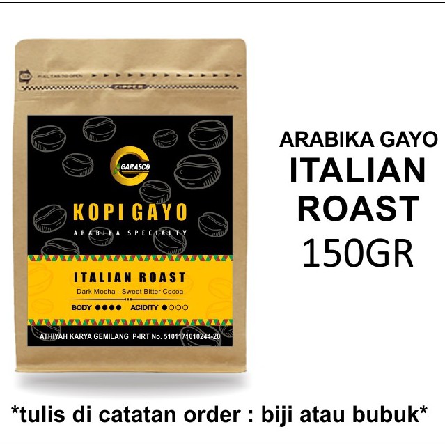 

Kopi Gayo Arabica Italian Roast Biji Bubuk Garasco Coffee