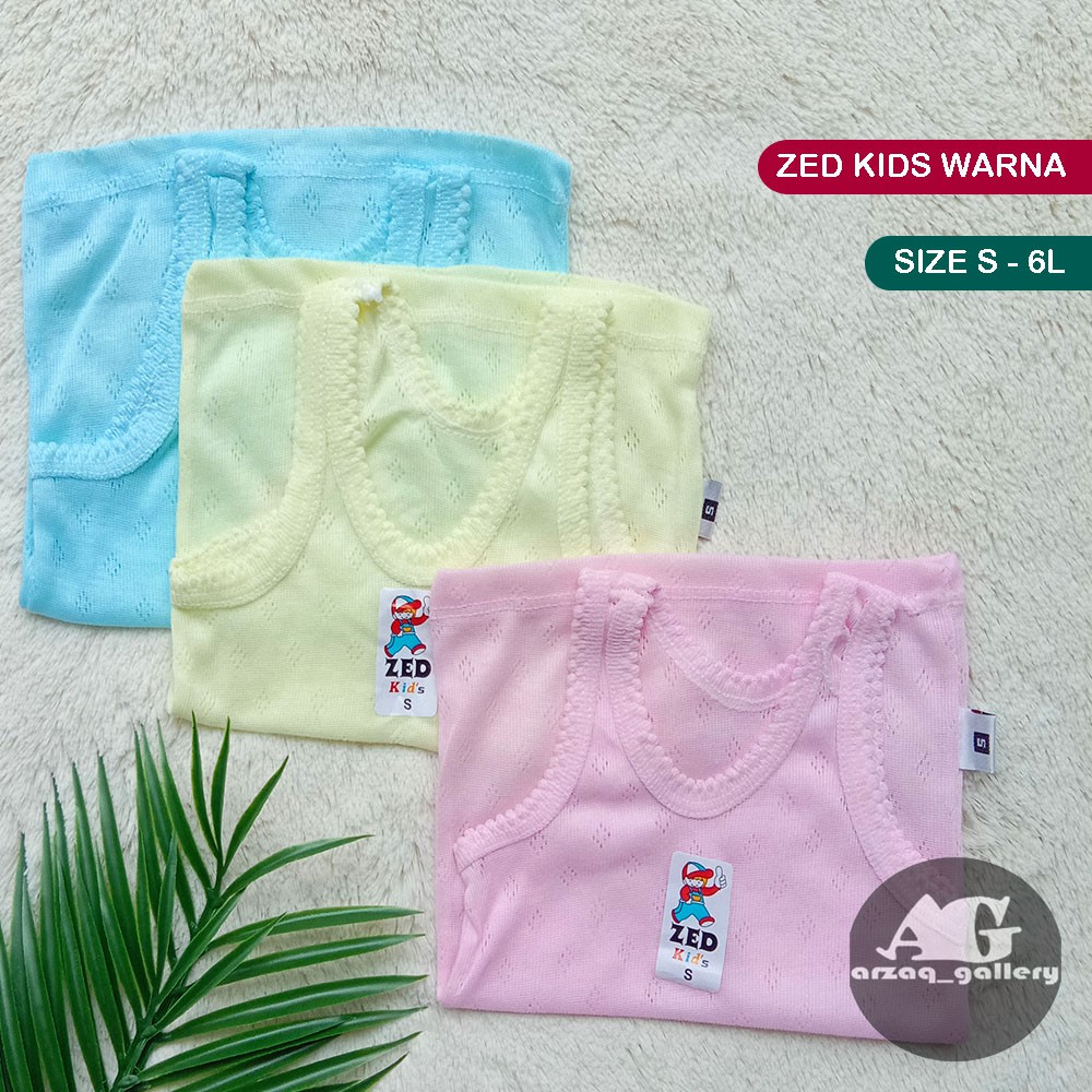 3 pcs - SINGLET ZED KIDS WARNA | singlet berpori | singlet bayi bolong kaos dalam bayi dan anak | Kaos Dalam Anak | Pakaian Dalam Anak | Tangtop | Singlet