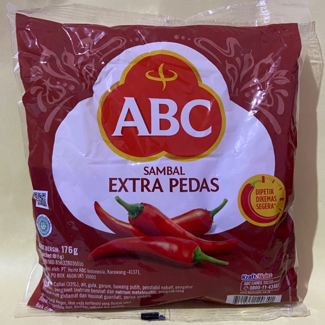 

Abc sambal extra pedas sachet 176gr isi 22s