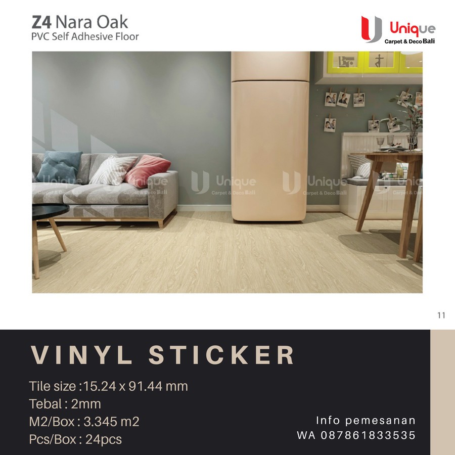 Vinyl Lantai Sticker Marvel Tebal 3mm Z4 Nara Oak / Karpet Vinyl Stiker Motif Kayu Murah
