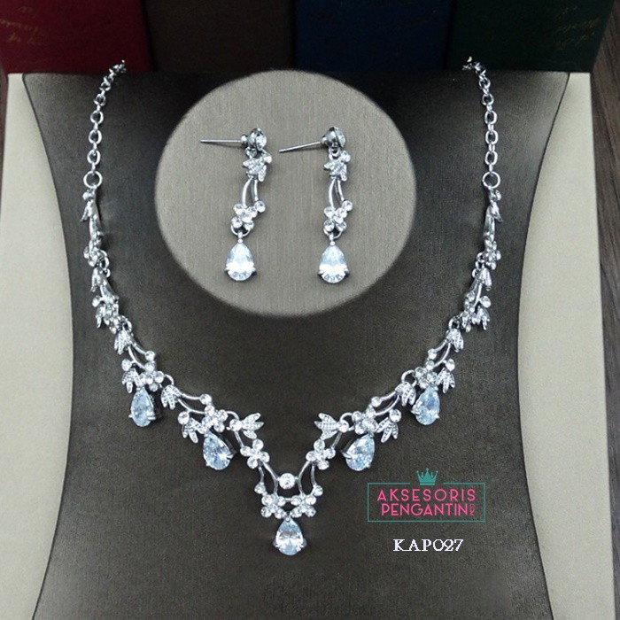 [TOKO TERPERCAYA] AKSESORIS PESTA PERNIKAHAN SET KALUNG ANTING WANITA MODERN KAP027