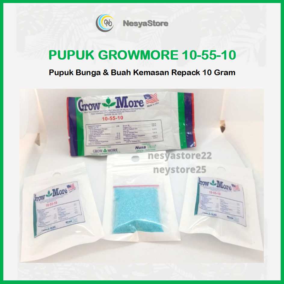 Pupuk Bunga dan Buah GrowMore 10-55-10 Kemasan Repack 10 gram - Pupuk GrowMore