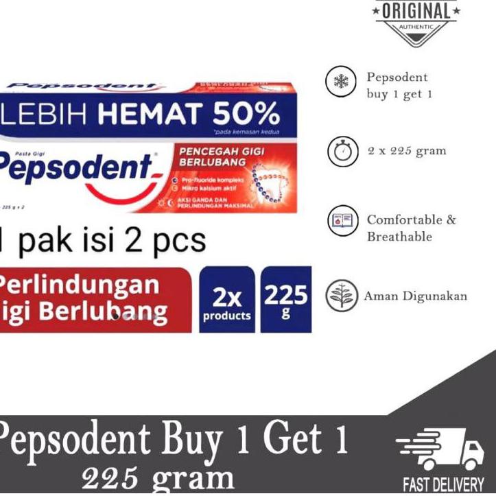

Model baru - 2PCS Pepsodent Pasta Gigi 225G beli 1 gratis 1 .,