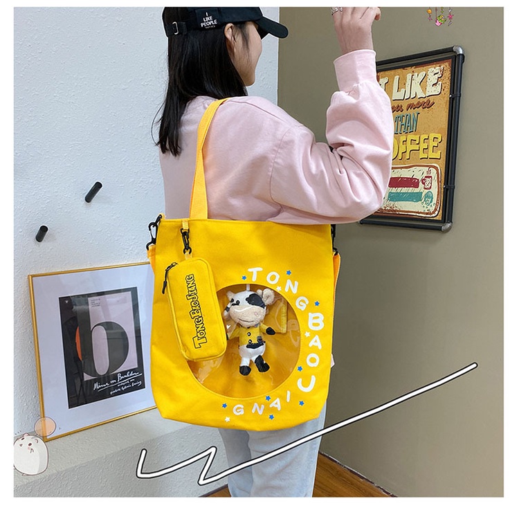 [littlecrab] Tote Bag Sapi Lucu Cow Hitam Putih Unisex Totebag Tas Wanita Pria Sapi Timbul Transparan + Tas Kecil Unik Korean Style