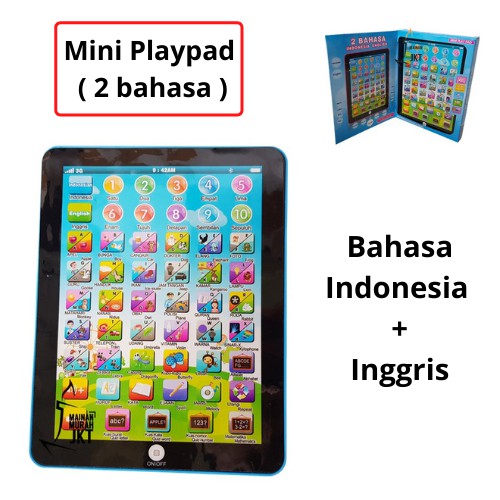 MJ Mainan Anak Edukasi Mini Playpad 2 Bahasa Inggris Indonesia Belajar Edukatif 2 3 4 5 6 Tahun TK