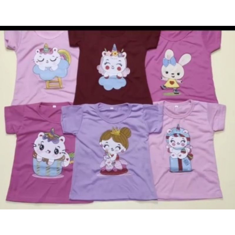 Baju kaos anak cewek BORDIR lucu 2-7th