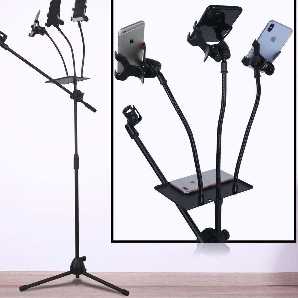 Stand Holder phone Smartphone Standmic Handphone Terbaru Stand Mic 360 Derajat Mic Holder 5in1 2T7