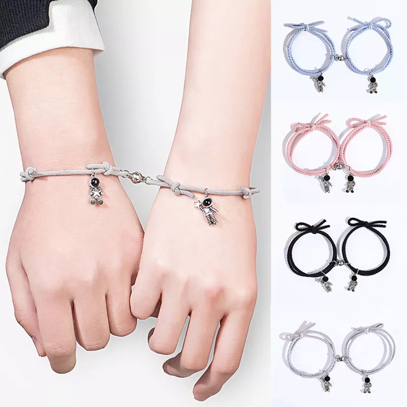 Gelang Magnet Couple 1 Pasang Isi 2 Pcs AB22  Fashion Bracelet Korea Daisy Couple Sahabat Manik Tali Wanita Braided Friendship ACC