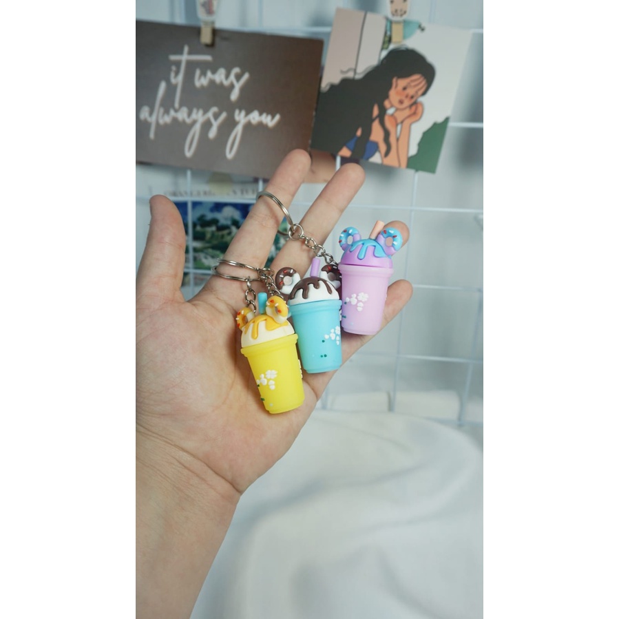 GANTUNGAN KUNCI BOBA DONAT ICE CREAM GANCI KEYCHAIN KEYRING BUBBLE TEA