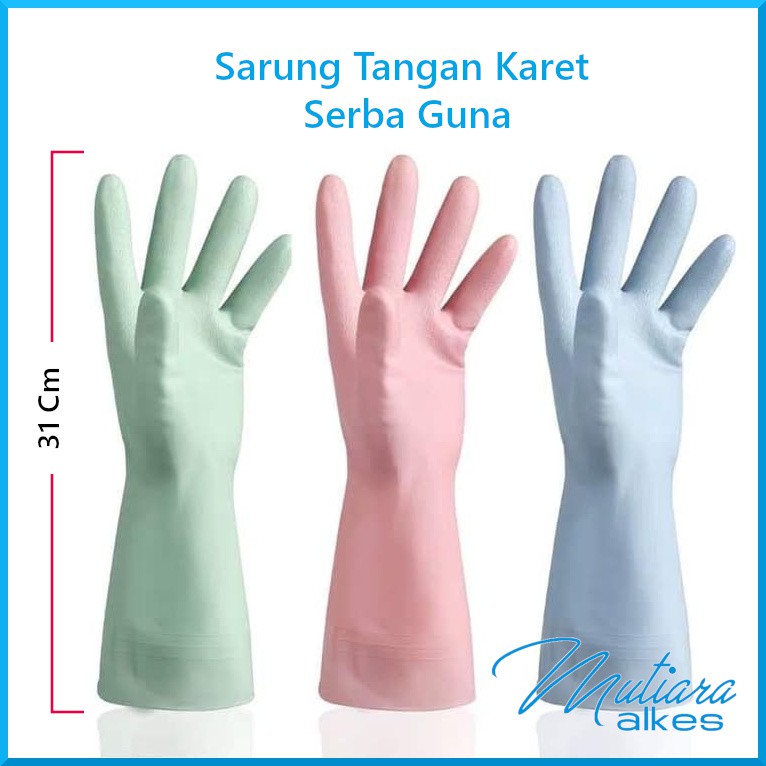 Sarung Tangan Karet Tebal Cuci Piring Baju Flock dll - Anti Air Rubber Glove Sarung Karet Cucii New