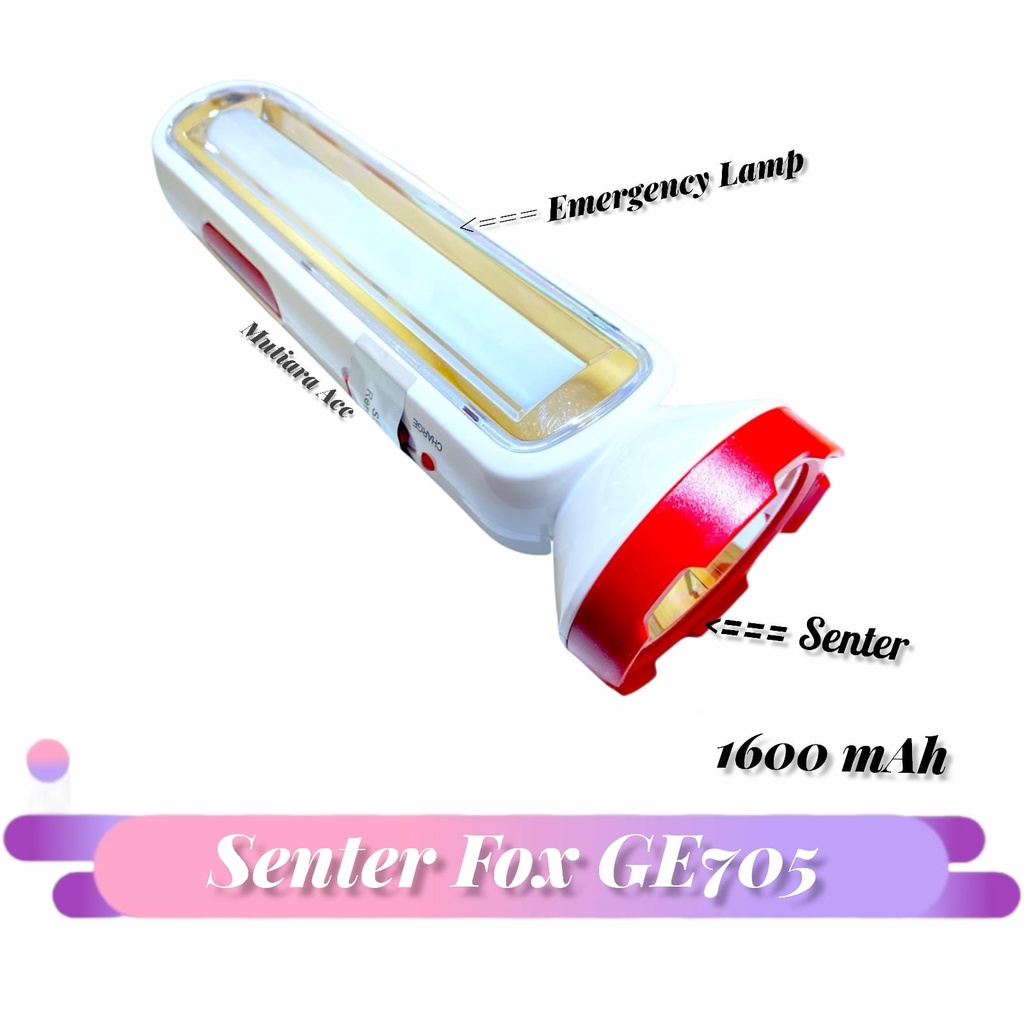 SENTER FOX DAN LAMPU LED EMERGENCY DARURAT ISI ULANG GE705 GE708 GE709 - GE708