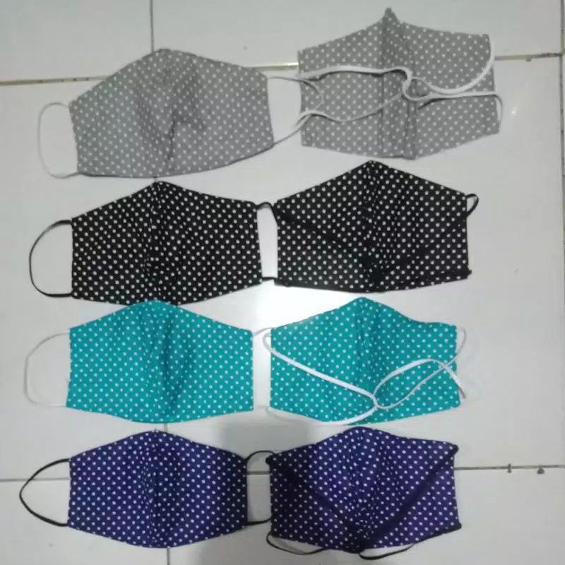 MASKER KAIN 2Ply kantong tisu EDISI POLKA KECIL