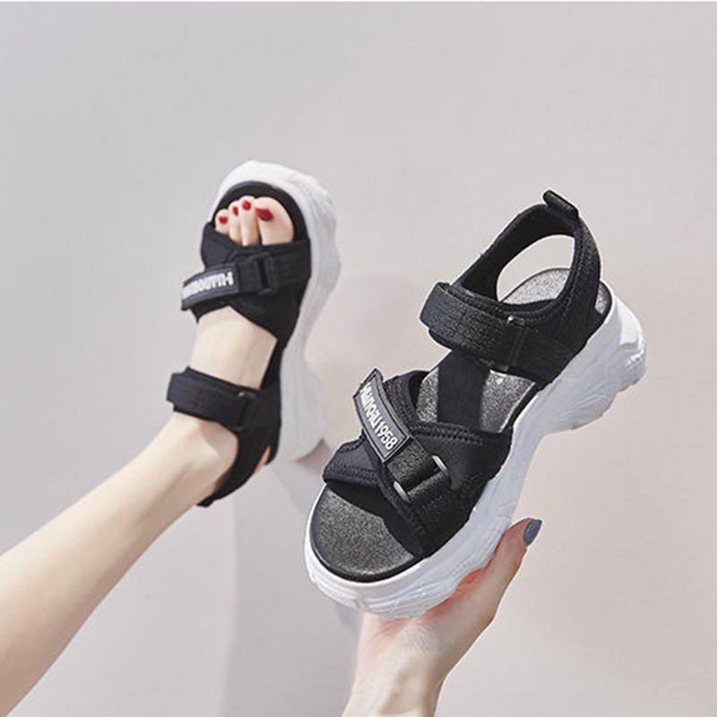 Sandal Wanita Wedges Outsole 5 cm Sendal Wedges Cewek Elegan Korean Style Casual Sandal Gunung Wanita