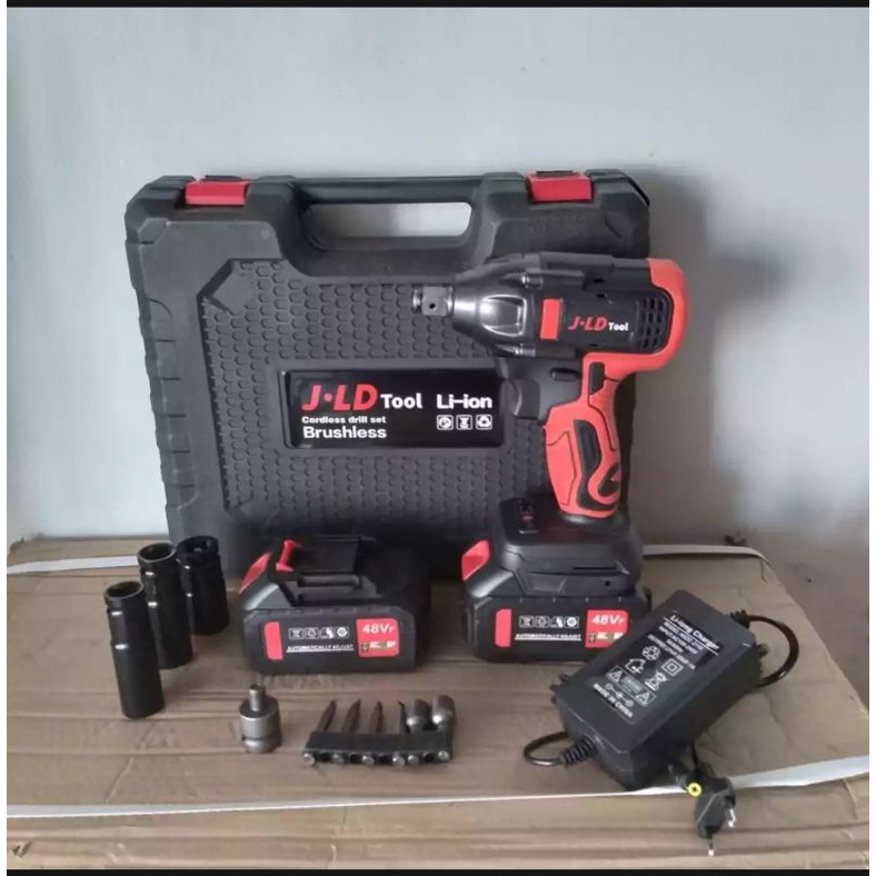 Impact Buka Baut Cordless JLD Tools  2 batre - 1 batre
