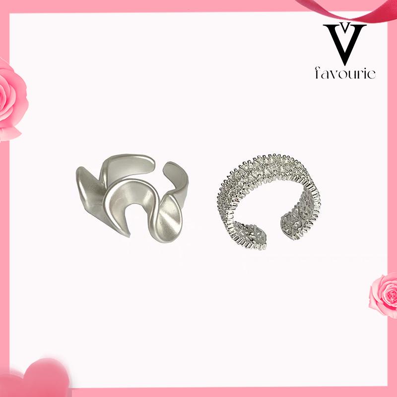 [COD]Cincin Renda Zirkon Gelombang Matte Pembukaan Cincin Sederhana Wanita yang Dapat Disesuaikan-FA