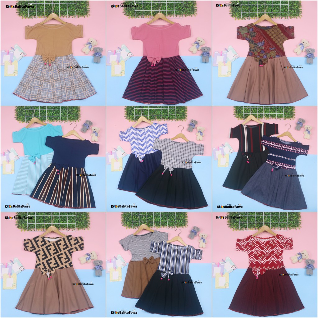 Dress Sabrina Pita 4-5 Tahun / Dres Anak Perempuan Lengan Motif Murah Pesta Fashion Baju Cewek Dres