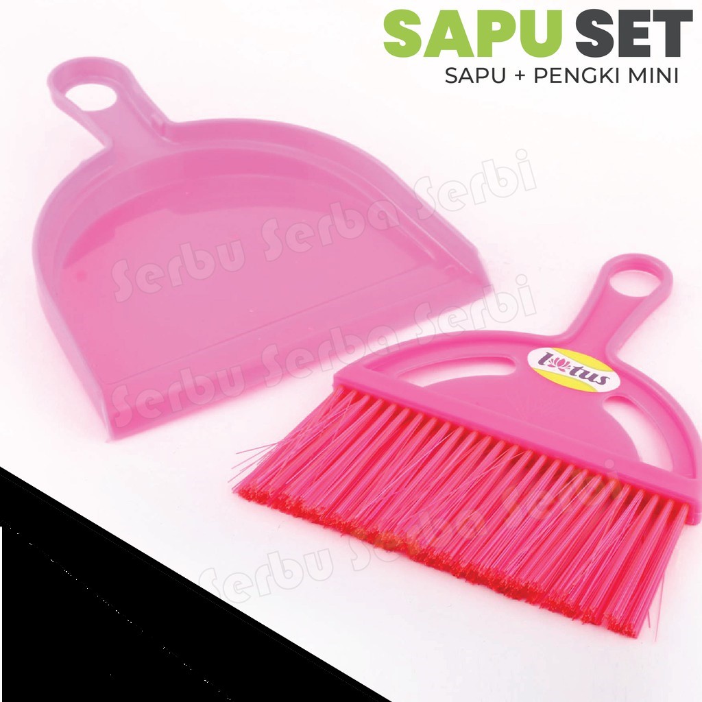 Sapu Pengki Set Kecil /Mini Dustpan / Sapu serokan Mini lotus