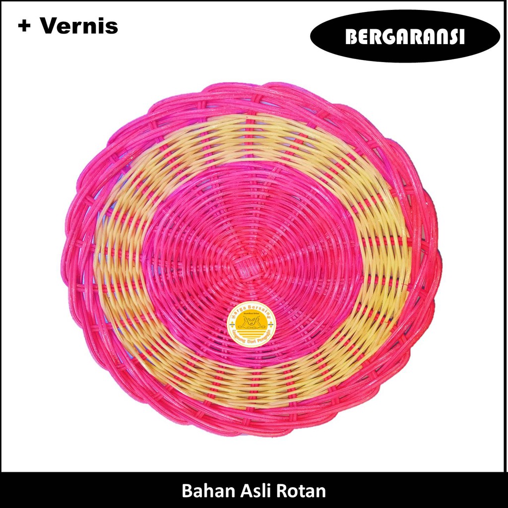 Supplier Piring Vernis Bahan Rotan Asli - Piring Pink Bahan Rotan - Piring Warna Pink Asli Rotan