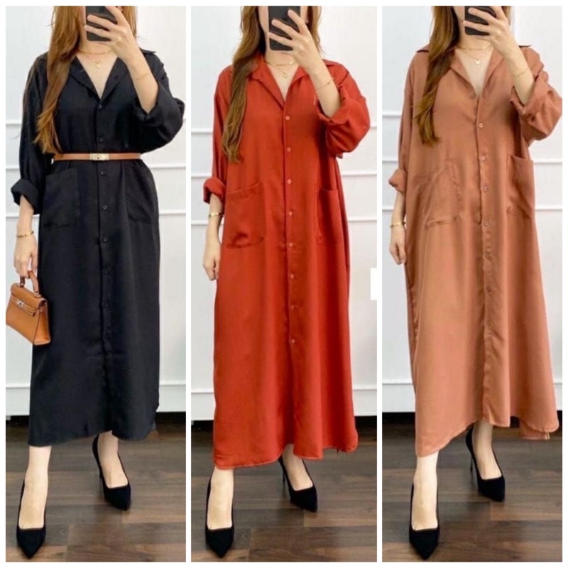 SELWA MIDI JUMBO LONG TUNIK POLOS LD120&amp;140 BAHAN SHAKILA IMPORT PREMIUM