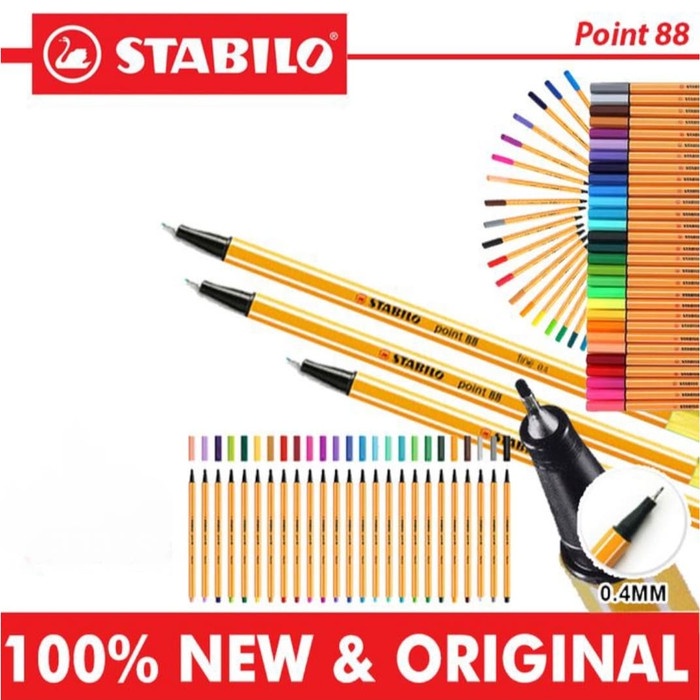 

POINT 88 STABILO Fineliner Marker Pen fine 0.4 mm Pena Ballpoint Warna - Point 88 FINE, 11 Ice Blue