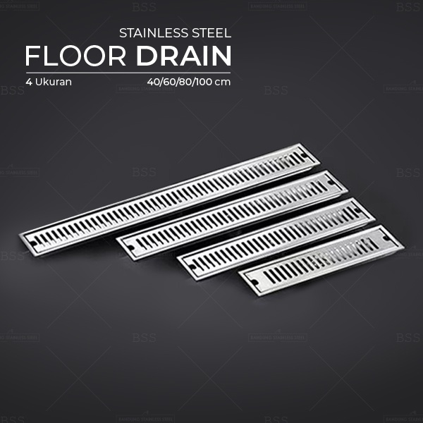 Floor Drain SUS 304 Saluran Air Kamar Mandi 40cm 60cm Elegant Anti Kecoa Tikus Stainless Steel