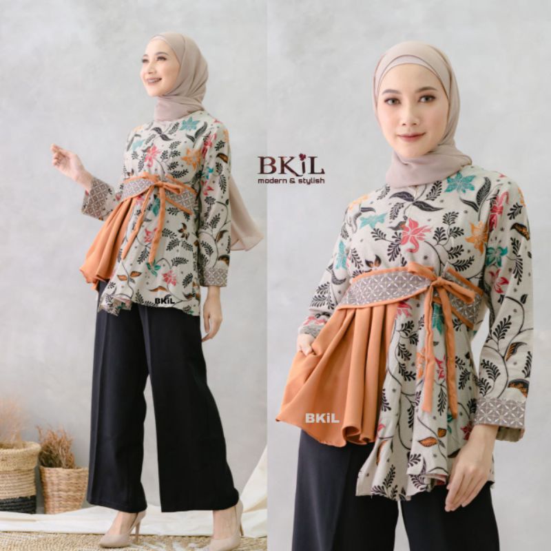 Batik wanita ASJ SA HRB026 Kenongo Kemeja Tosca Pendek-3