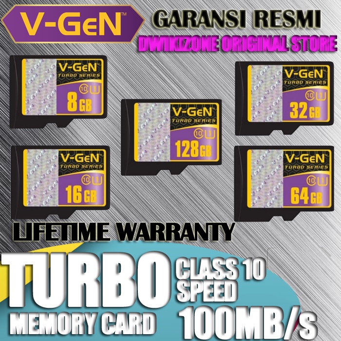 [DZS] MICROSD VGEN TURBO CLASS 10 100MB/s V GEN  HIGH SPEED MICRO SD 16 32 64 128 GB