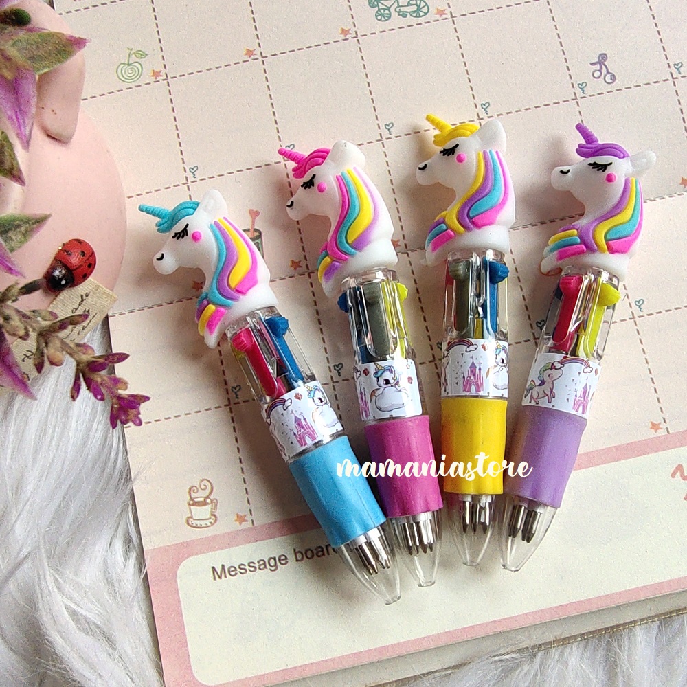 

MINI PEN 4 COLOR KARAKTER BTS UNICORN / PULPEN MINI BTS BT21 UNICORN / PULPEN WARNA WARNI UNICORN KUDA PONI