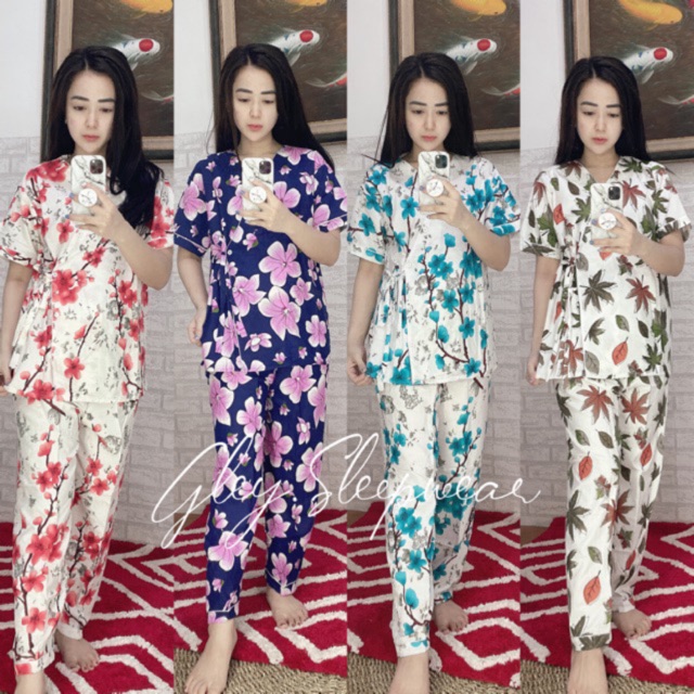  Kimono  katun jepang baju tidur  wanita celana panjang  