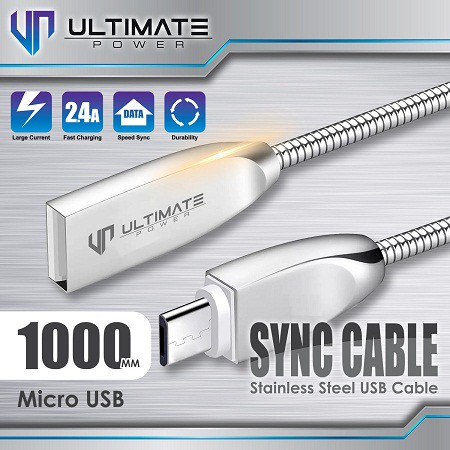 Data Cable Stainless Steel Micro USB 1M Ultimate Power  Original 100%