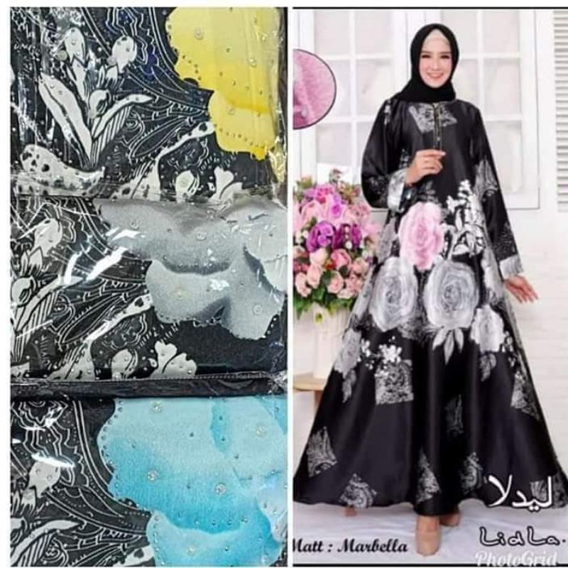 GAMIS ABAYA LIDLA BY KA'MESS ORGINAL MOTIT BUNGA ROS TERLARIS KANCING BUNSUI TRENDLY GAMIS IMPORT ME