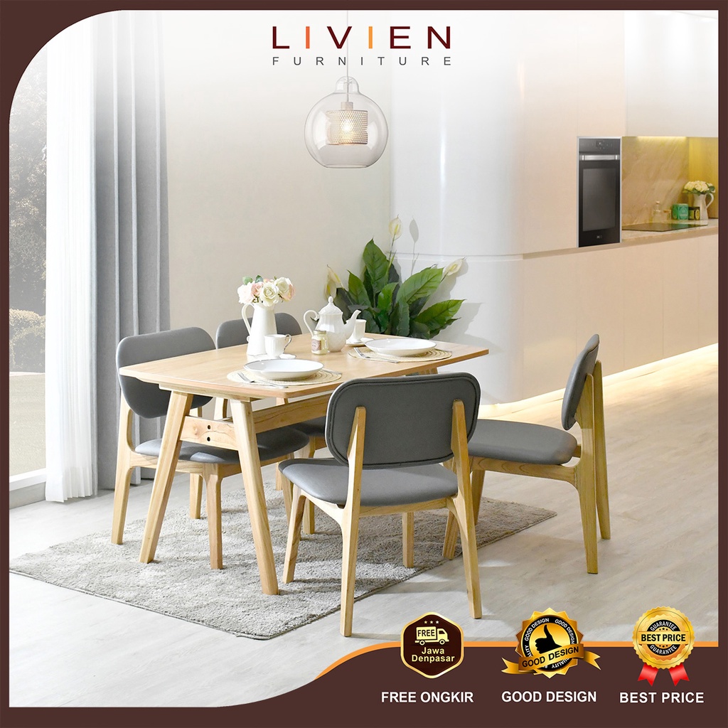 Meja makan Harmony| Dinning table set | Meja Makan set | Livien | Meja makan Modern | Meja makan min