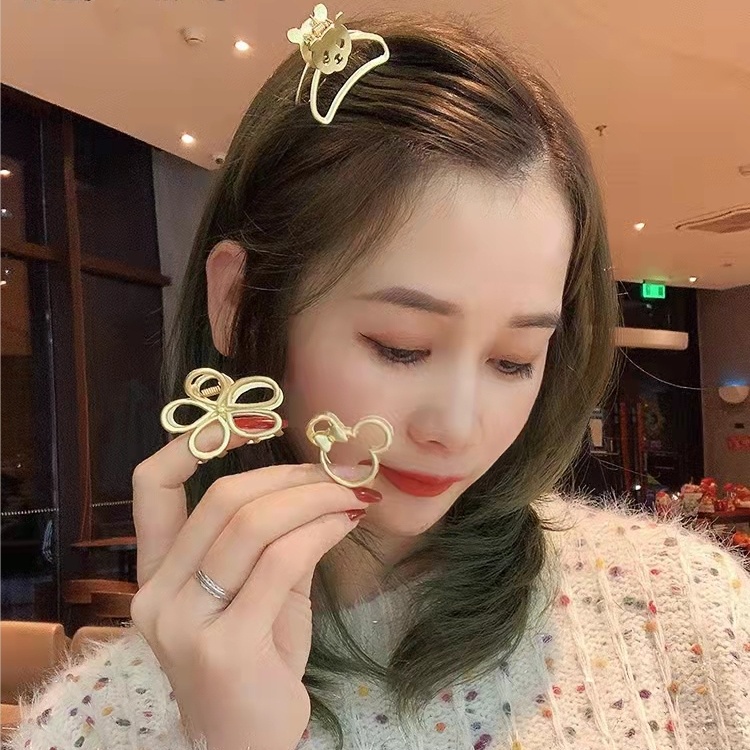 Fashion Kartun Beruang Bunga Jepit Rambut Korea vintage Logam Kecil Ambil Klip