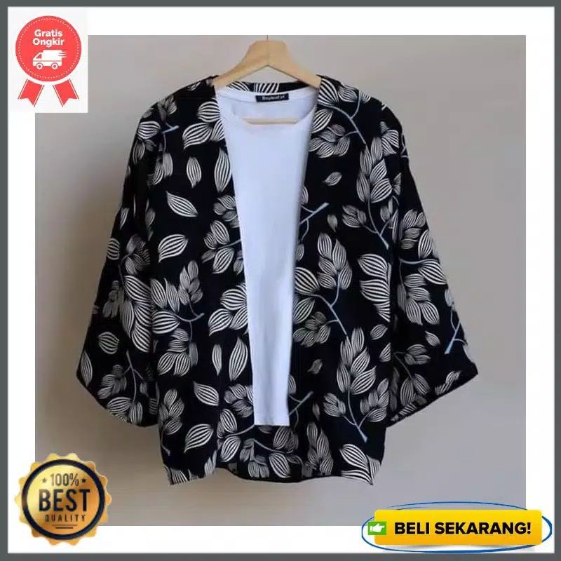 KELLY LONG OUTHER/CARDIGAN MOTIF-Hitam