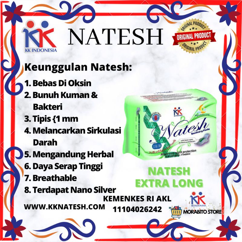 Jual Pembalut Herbal Kesehatan Natesh Extra Long Sanitary Pads KK Indonesia Pcs Shopee