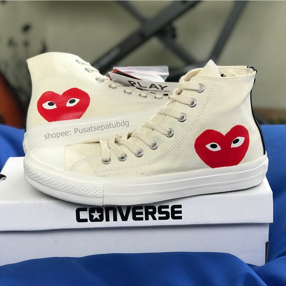 [BAYAR DITEMPAT] CONVERSE X CDG PLAY HIGH LOW BLACK WHITE