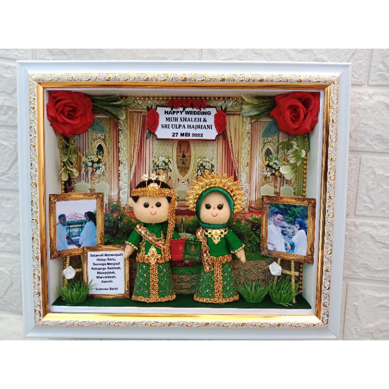 Bingkai Pernikahan Kado Miniatur Adat Bugis Makassar Frame 3 Dimensi