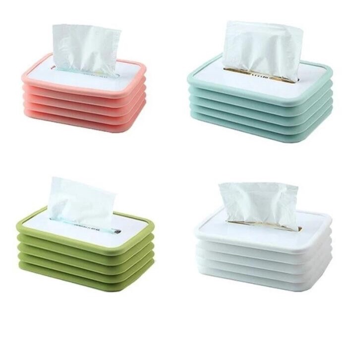 Kotak Tissue Lipat Silicone Foldable Elastic Tempat Tissue Box Silicon Elastis Lifting Tissue Box Tempat Tisu Hiasan Rumah Kantor Mobil