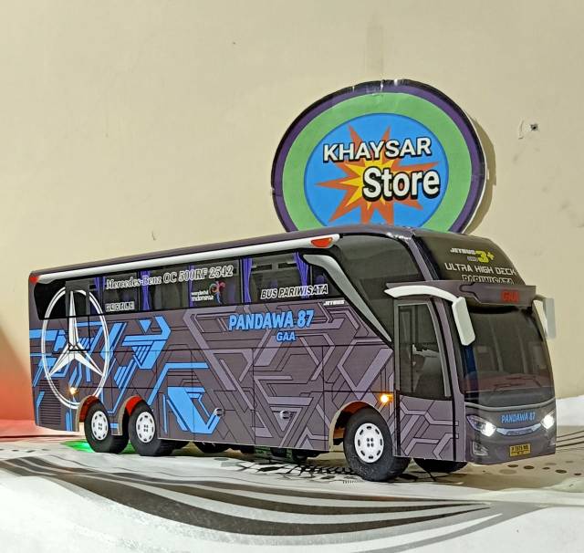 Miniatur bus bis pandawa 87 UHD plus lampu