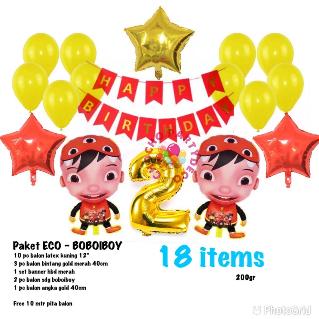 Paket Boboiboy - Paket ulang tahun ECO Boboiboy - Dekorasi ulang tahun boboiboy - Paket balon boboib