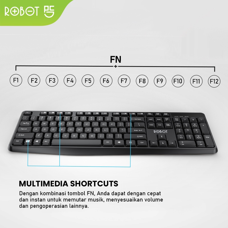 ROBOT Portable Mini Wireless Set Combo Keyboard and Mouse KM3100 Original Garansi 1 Tahun