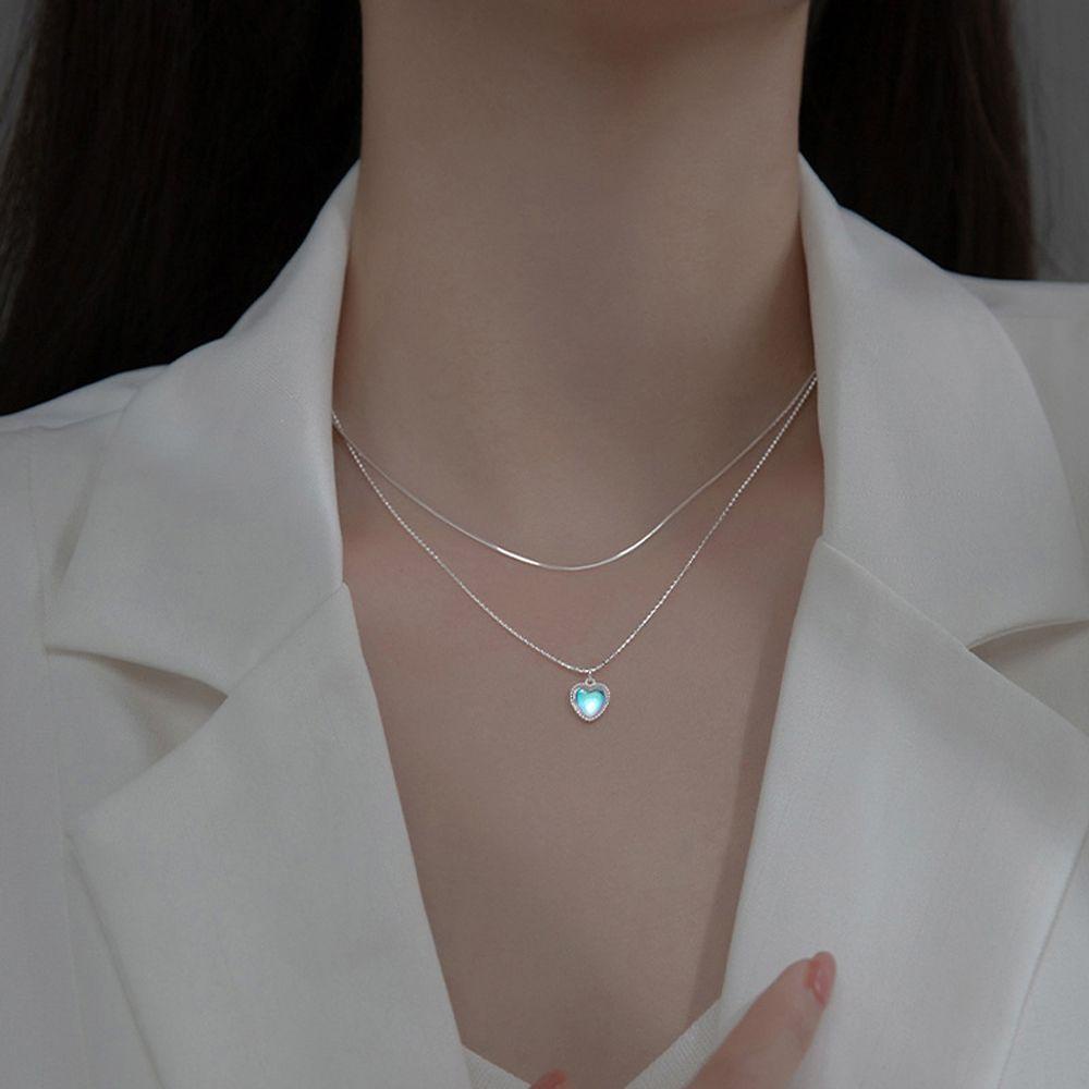 Needway   Korea Kalung Elegan Vintage Untuk Perempuan Liontin Opal Kristal Leher Perhiasan