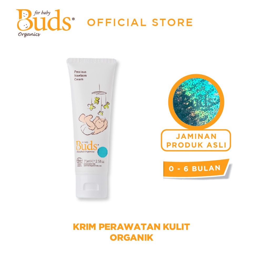 buds organic cherished precious newborn cream 75ml ( 0-6m ) - krim organik perawatan kulit bayi newborn