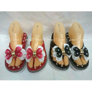 Jelly Wedges Premium Twin Flower Diamond   Jelly Shoes   Sandal karet   Sandal jepit   Wedges Impor