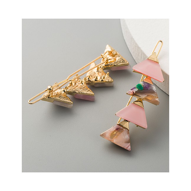 LRC Jepit Rambut Fashion White Pink Resin Geometric Triangle Alloy Hairpin K69920